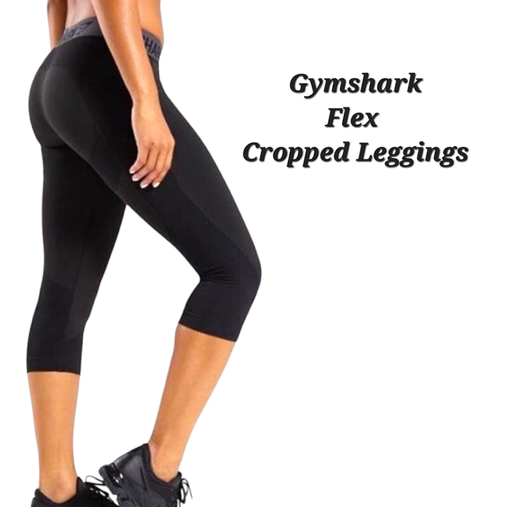Gymshark Flex Cropped Leggings Black Marl Charcoal Size Small | Gymshark Crops